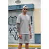 image:imageCOOFANDY Mens Waffle Shirt and Shorts Set 2 Piece Outfits Casual Summer Tracksuits Set with PocketsLight Grey