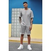 image:imageCOOFANDY Mens Waffle Shirt and Shorts Set 2 Piece Outfits Casual Summer Tracksuits Set with PocketsLight Grey