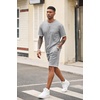 image:imageCOOFANDY Mens Waffle Shirt and Shorts Set 2 Piece Outfits Casual Summer Tracksuits Set with PocketsLight Grey