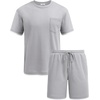 image:imageCOOFANDY Mens Waffle Shirt and Shorts Set 2 Piece Outfits Casual Summer Tracksuits Set with PocketsLight Grey