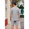 image:imageCOOFANDY Mens Waffle Shirt and Shorts Set 2 Piece Outfits Casual Summer Tracksuits Set with PocketsLight Grey
