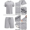 image:imageCOOFANDY Mens Waffle Shirt and Shorts Set 2 Piece Outfits Casual Summer Tracksuits Set with PocketsLight Grey