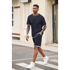 image:imageCOOFANDY Mens Waffle Shirt and Shorts Set 2 Piece Outfits Casual Summer Tracksuits Set with PocketsNavy Blue