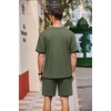 image:imageCOOFANDY Mens Waffle Shirt and Shorts Set 2 Piece Outfits Casual Summer Tracksuits Set with PocketsOlive Green