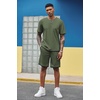 image:imageCOOFANDY Mens Waffle Shirt and Shorts Set 2 Piece Outfits Casual Summer Tracksuits Set with PocketsOlive Green