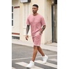 image:imageCOOFANDY Mens Waffle Shirt and Shorts Set 2 Piece Outfits Casual Summer Tracksuits Set with PocketsPink