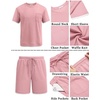 image:imageCOOFANDY Mens Waffle Shirt and Shorts Set 2 Piece Outfits Casual Summer Tracksuits Set with PocketsPink