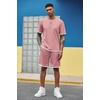 image:imageCOOFANDY Mens Waffle Shirt and Shorts Set 2 Piece Outfits Casual Summer Tracksuits Set with PocketsPink