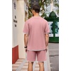 image:imageCOOFANDY Mens Waffle Shirt and Shorts Set 2 Piece Outfits Casual Summer Tracksuits Set with PocketsPink