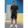 image:imageCOOFANDY Mens Waffle Shirt and Shorts Set 2 Piece Outfits Casual Summer Tracksuits Set with PocketsPure Black