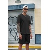 image:imageCOOFANDY Mens Waffle Shirt and Shorts Set 2 Piece Outfits Casual Summer Tracksuits Set with PocketsPure Black