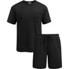 image:imageCOOFANDY Mens Waffle Shirt and Shorts Set 2 Piece Outfits Casual Summer Tracksuits Set with PocketsPure Black