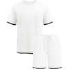 image:imageCOOFANDY Mens Waffle Shirt and Shorts Set 2 Piece Outfits Casual Summer Tracksuits Set with PocketsWhite