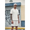 image:imageCOOFANDY Mens Waffle Shirt and Shorts Set 2 Piece Outfits Casual Summer Tracksuits Set with PocketsWhite
