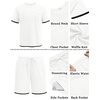 image:imageCOOFANDY Mens Waffle Shirt and Shorts Set 2 Piece Outfits Casual Summer Tracksuits Set with PocketsWhite
