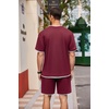 image:imageCOOFANDY Mens Waffle Shirt and Shorts Set 2 Piece Outfits Casual Summer Tracksuits Set with PocketsWine Red
