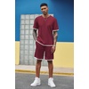 image:imageCOOFANDY Mens Waffle Shirt and Shorts Set 2 Piece Outfits Casual Summer Tracksuits Set with PocketsWine Red
