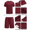 image:imageCOOFANDY Mens Waffle Shirt and Shorts Set 2 Piece Outfits Casual Summer Tracksuits Set with PocketsWine Red