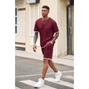 image:imageCOOFANDY Mens Waffle Shirt and Shorts Set 2 Piece Outfits Casual Summer Tracksuits Set with PocketsWine Red