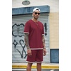 image:imageCOOFANDY Mens Waffle Shirt and Shorts Set 2 Piece Outfits Casual Summer Tracksuits Set with PocketsWine Red