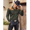 image:imageCOOFANDY Mens Western Cowboy Shirt Embroidered Long Sleeve Slim Fit Casual Cotton Button Down Hippie Shirts with PocketsArmy Green