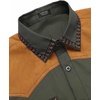 image:imageCOOFANDY Mens Western Cowboy Shirt Embroidered Long Sleeve Slim Fit Casual Cotton Button Down Hippie Shirts with PocketsArmy Green