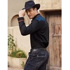 image:imageCOOFANDY Mens Western Cowboy Shirt Embroidered Long Sleeve Slim Fit Casual Cotton Button Down Hippie Shirts with PocketsBlack  Blue