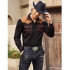image:imageCOOFANDY Mens Western Cowboy Shirt Embroidered Long Sleeve Slim Fit Casual Cotton Button Down Hippie Shirts with PocketsBlack