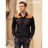image:imageCOOFANDY Mens Western Cowboy Shirt Embroidered Long Sleeve Slim Fit Casual Cotton Button Down Hippie Shirts with PocketsBlack