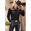 image:imageCOOFANDY Mens Western Cowboy Shirt Embroidered Long Sleeve Slim Fit Casual Cotton Button Down Hippie Shirts with PocketsBlack Dark Brown
