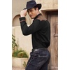 image:imageCOOFANDY Mens Western Cowboy Shirt Embroidered Long Sleeve Slim Fit Casual Cotton Button Down Hippie Shirts with PocketsBlack Dark Brown