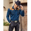 image:imageCOOFANDY Mens Western Cowboy Shirt Embroidered Long Sleeve Slim Fit Casual Cotton Button Down Hippie Shirts with PocketsBlue