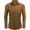 image:imageCOOFANDY Mens Western Cowboy Shirt Embroidered Long Sleeve Slim Fit Casual Cotton Button Down Hippie Shirts with PocketsBrown
