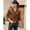 image:imageCOOFANDY Mens Western Cowboy Shirt Embroidered Long Sleeve Slim Fit Casual Cotton Button Down Hippie Shirts with PocketsCoffee