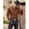 image:imageCOOFANDY Mens Western Cowboy Shirt Embroidered Long Sleeve Slim Fit Casual Cotton Button Down Hippie Shirts with PocketsCoffee