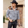 image:imageCOOFANDY Mens Western Cowboy Shirt Embroidered Long Sleeve Slim Fit Casual Cotton Button Down Hippie Shirts with PocketsGrey