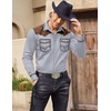 image:imageCOOFANDY Mens Western Cowboy Shirt Embroidered Long Sleeve Slim Fit Casual Cotton Button Down Hippie Shirts with PocketsGrey
