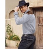 image:imageCOOFANDY Mens Western Cowboy Shirt Embroidered Long Sleeve Slim Fit Casual Cotton Button Down Hippie Shirts with PocketsGrey