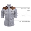 image:imageCOOFANDY Mens Western Cowboy Shirt Embroidered Long Sleeve Slim Fit Casual Cotton Button Down Hippie Shirts with PocketsGrey
