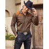 image:imageCOOFANDY Mens Western Cowboy Shirt Embroidered Long Sleeve Slim Fit Casual Cotton Button Down Hippie Shirts with PocketsKhaki