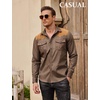 image:imageCOOFANDY Mens Western Cowboy Shirt Embroidered Long Sleeve Slim Fit Casual Cotton Button Down Hippie Shirts with PocketsKhaki