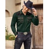 image:imageCOOFANDY Mens Western Cowboy Shirt Embroidered Long Sleeve Slim Fit Casual Cotton Button Down Hippie Shirts with PocketsLake Green