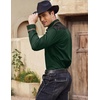 image:imageCOOFANDY Mens Western Cowboy Shirt Embroidered Long Sleeve Slim Fit Casual Cotton Button Down Hippie Shirts with PocketsLake Green