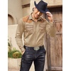 image:imageCOOFANDY Mens Western Cowboy Shirt Embroidered Long Sleeve Slim Fit Casual Cotton Button Down Hippie Shirts with PocketsLight Khaki