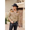 image:imageCOOFANDY Mens Western Cowboy Shirt Embroidered Long Sleeve Slim Fit Casual Cotton Button Down Hippie Shirts with PocketsLight Khaki