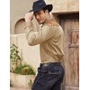 image:imageCOOFANDY Mens Western Cowboy Shirt Embroidered Long Sleeve Slim Fit Casual Cotton Button Down Hippie Shirts with PocketsLight Khaki