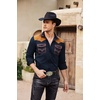 image:imageCOOFANDY Mens Western Cowboy Shirt Embroidered Long Sleeve Slim Fit Casual Cotton Button Down Hippie Shirts with PocketsNavy Blue