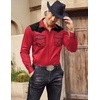 image:imageCOOFANDY Mens Western Cowboy Shirt Embroidered Long Sleeve Slim Fit Casual Cotton Button Down Hippie Shirts with PocketsRed
