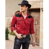 image:imageCOOFANDY Mens Western Cowboy Shirt Embroidered Long Sleeve Slim Fit Casual Cotton Button Down Hippie Shirts with PocketsRed