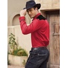 image:imageCOOFANDY Mens Western Cowboy Shirt Embroidered Long Sleeve Slim Fit Casual Cotton Button Down Hippie Shirts with PocketsRed